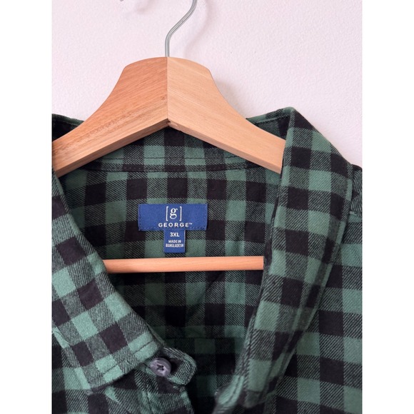 George Men's Long Sleeve Flannel Shirt – Emerald Green & Black – Size 3XL – NWT - Picture 3 of 4